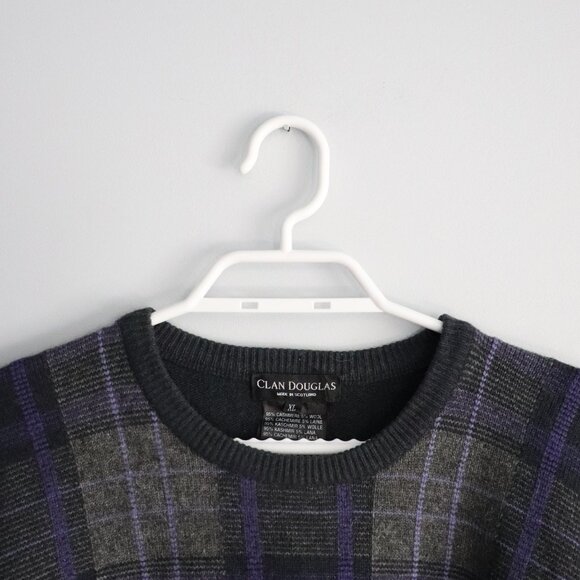 Clan Douglas Cashmere+Wool XL Scotland Plaid Tartan Knit Pullover Crew Sweater - Picture 4 of 11